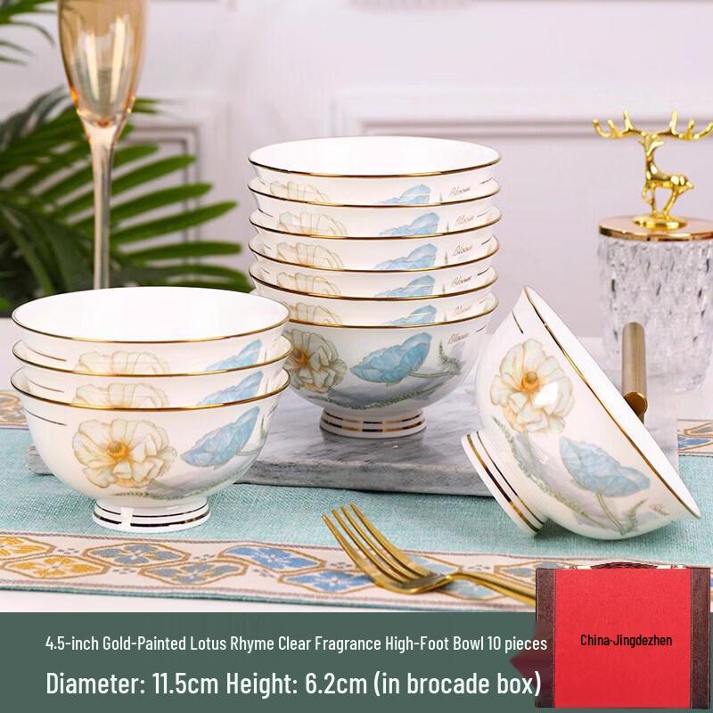 Jingdezhen Ceramic High-Foot Rice Bowl