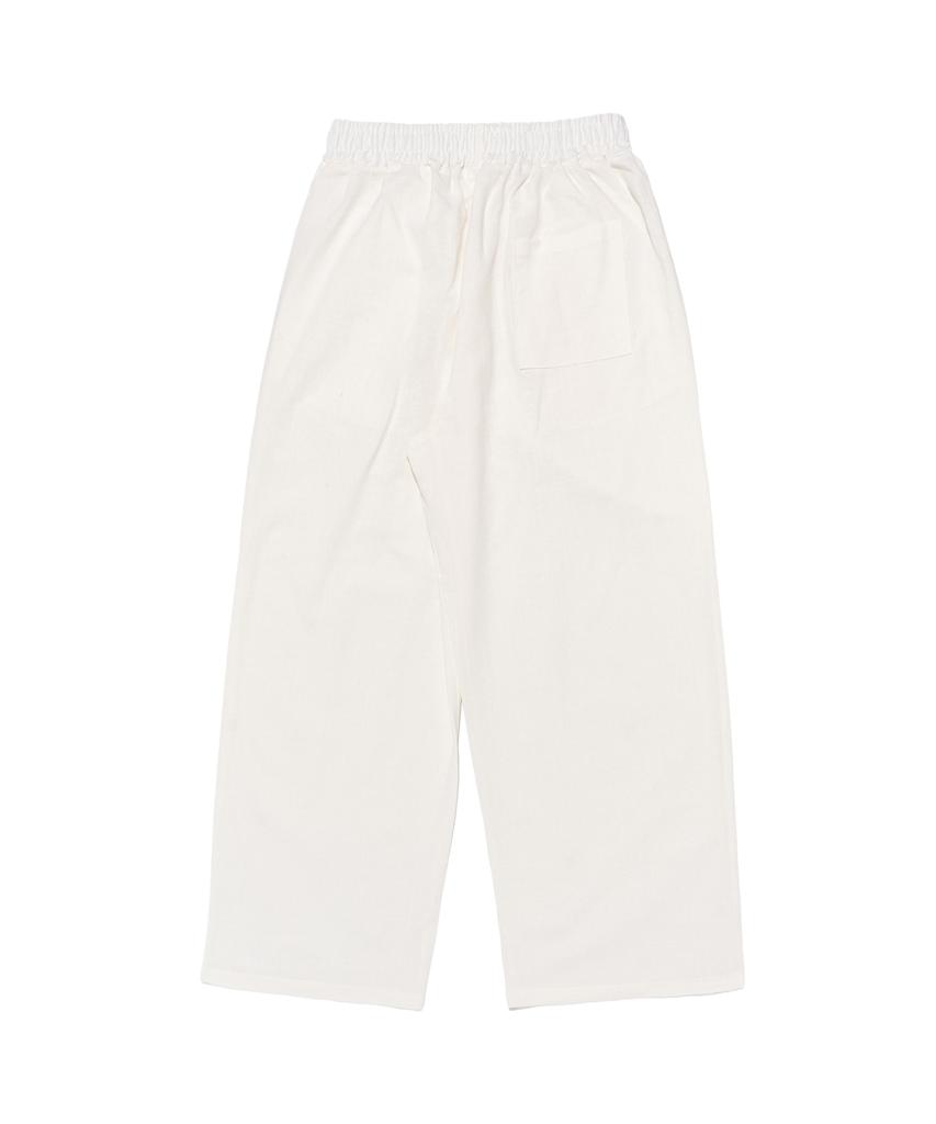CARGOBROS Linen-Like Pintuck Wide Shorts (White)