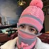 Fashionable Custom Female Warm Pom Pom Beanie Knitted Hat and Scarf Women Winter Hats Sets