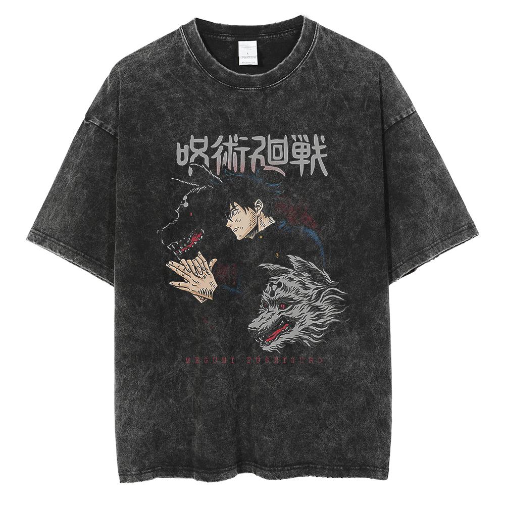 Gojo Satoru Harajuku Anime Jujutsu Kaisen Letní Pánské Tričko Perte Čistá Bavlna s Vodou Bavlna Fitness Vintage Street Krátký Rukáv