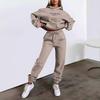 Women's Letter Print Hooded Sweatshirt & Casual Fleece Long Pants Set