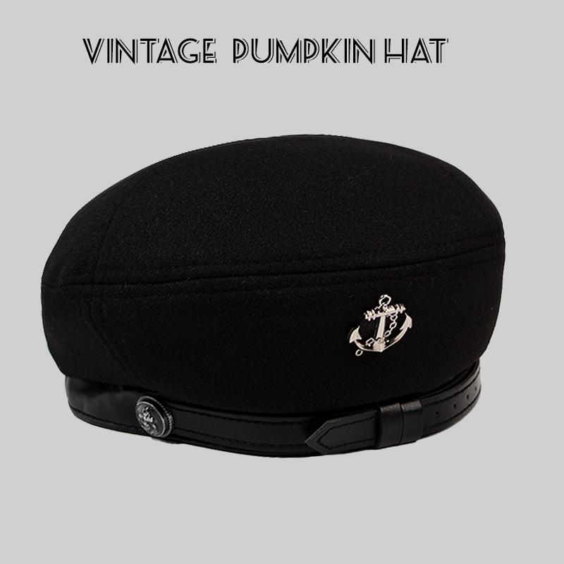 Autumn and Winter Sweet and Spicy Woolen Beret Hat Design British Retro Face Showing Small Octagonal Hat Painter Hat for Women