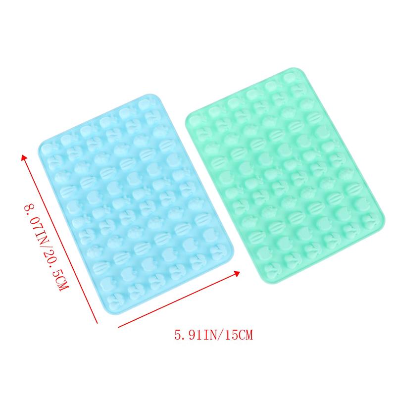 66 Holes Candy Fudge Silicone Mold Mini Chocolate Ice Cube Tray Fruit Shaped Non-Stick Soft Jelly Mold