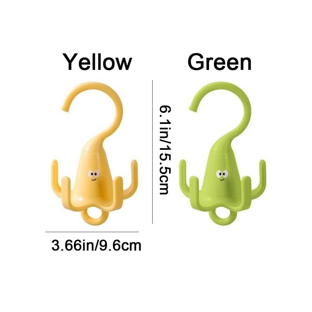 2 Pieces Plastic 360° Rotating Clothes Hook Cartoon Decorative Five Claw Hook Space Saving Rotatable Closet Hooks For Wardrobe