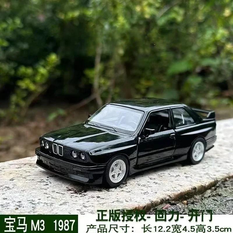 Modely autíček BMW M3 1987 v měřítku 1/36, slitina diecast, otevírací dveře, natahovací, retro modely vozidel pro děti, kluky, dárky, sbírka
