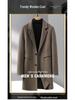 Men's Mid-Length Double-Sided Woolen Coat, Suit Collar, Korean Style, Casual Jacket for Autumn Winter.