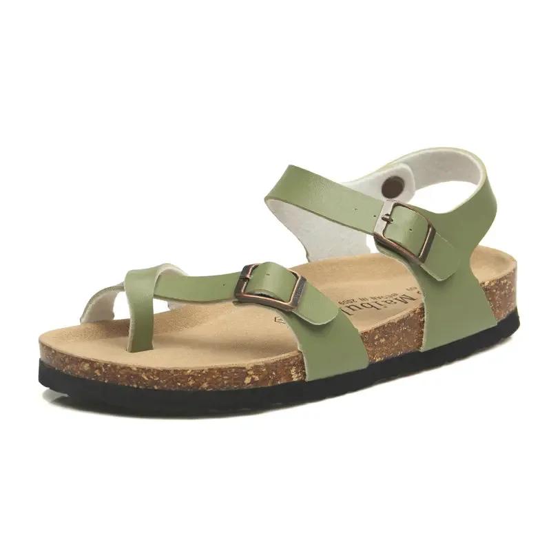 Fashion Fashion Cork Sandals New Women Summer Beach Gladiator Buckle Strap Sandals Shoes Flat Casual women Beach slippers