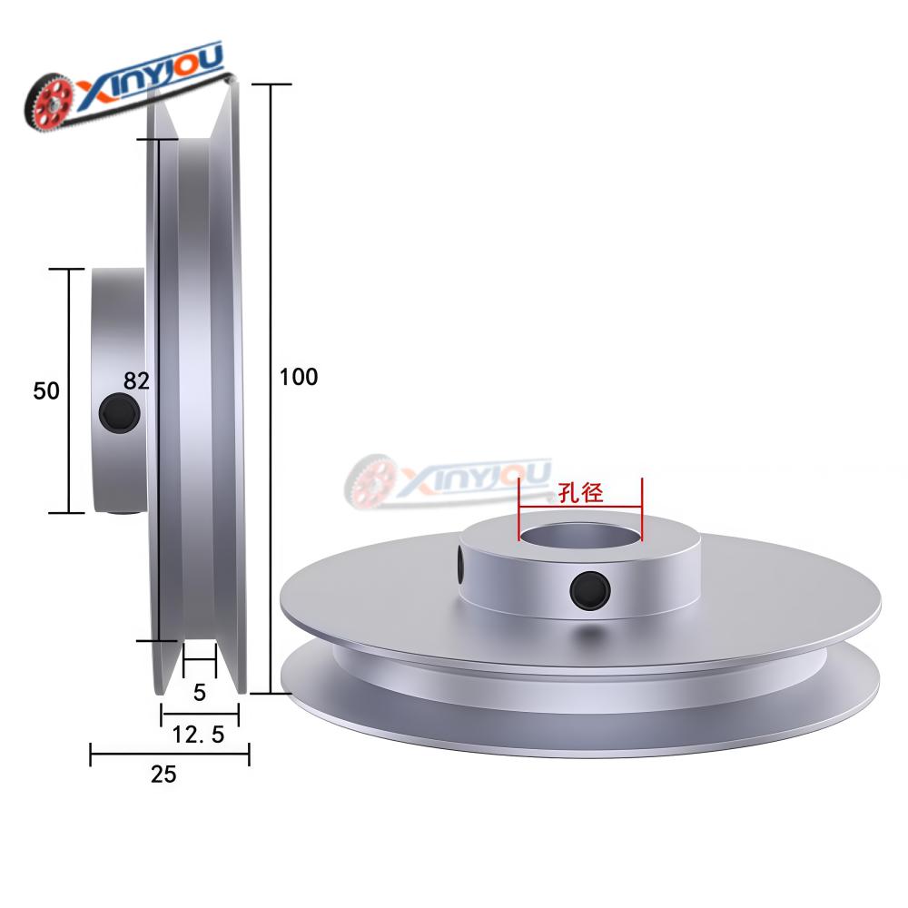 PU round belt pulley 10mm round belt single groove V-O belt pulley aluminum alloy motor single spindle transmission wheel