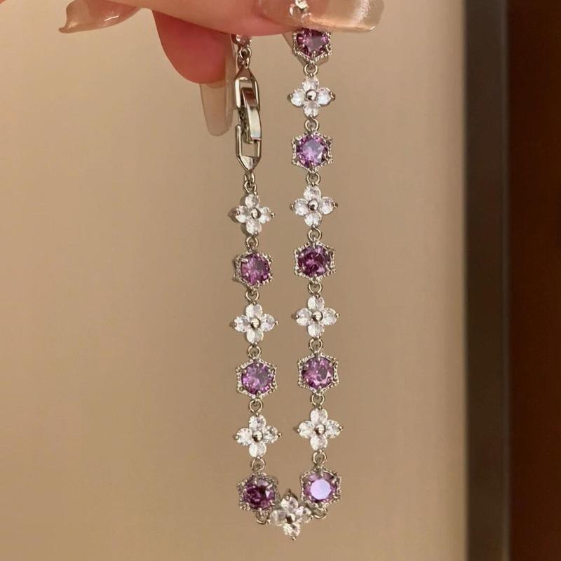 Zircon water drop flower crystal bracelet fashionable simple and versatile temperament bracelet exquisite light luxury high-end jewelry women