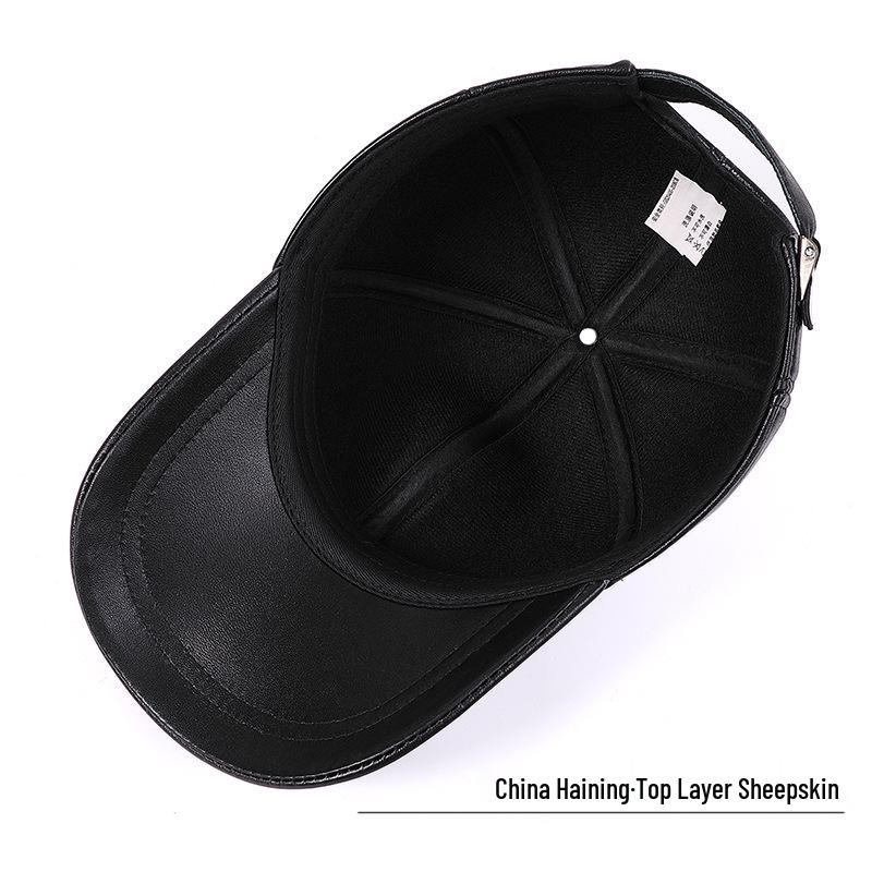 Men's Sheepskin Duckbill Cap - Adjustable Sun Protection for Large Heads, Perfect for Spring and Summer Outdoor Wear