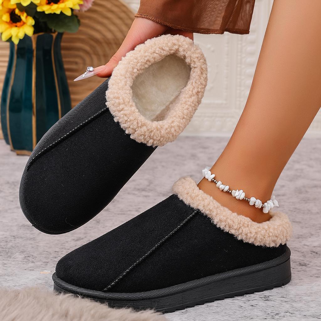 Women Fluffy Slippers for Autumn and Winter Indoor EVA Thick Sole Anti-Slip and Warm Unisex Slippers Winter Snow Boots
