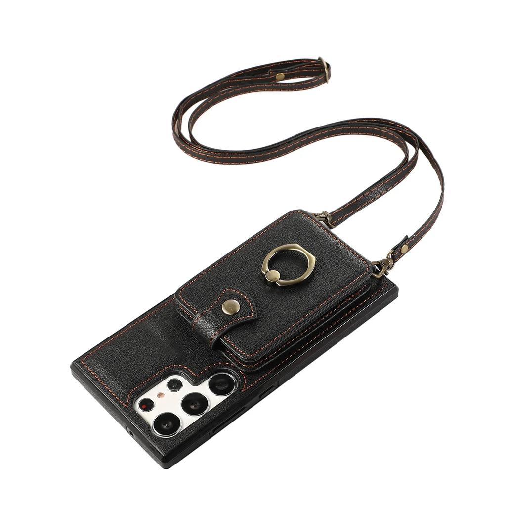 Crossbody Leather Phone Case for Samsung S23 FE S24 S22 Plus S25 Ultra A15 A33 A25 A16 A06 A36 A26 A56 Wallet Card Holder Cover