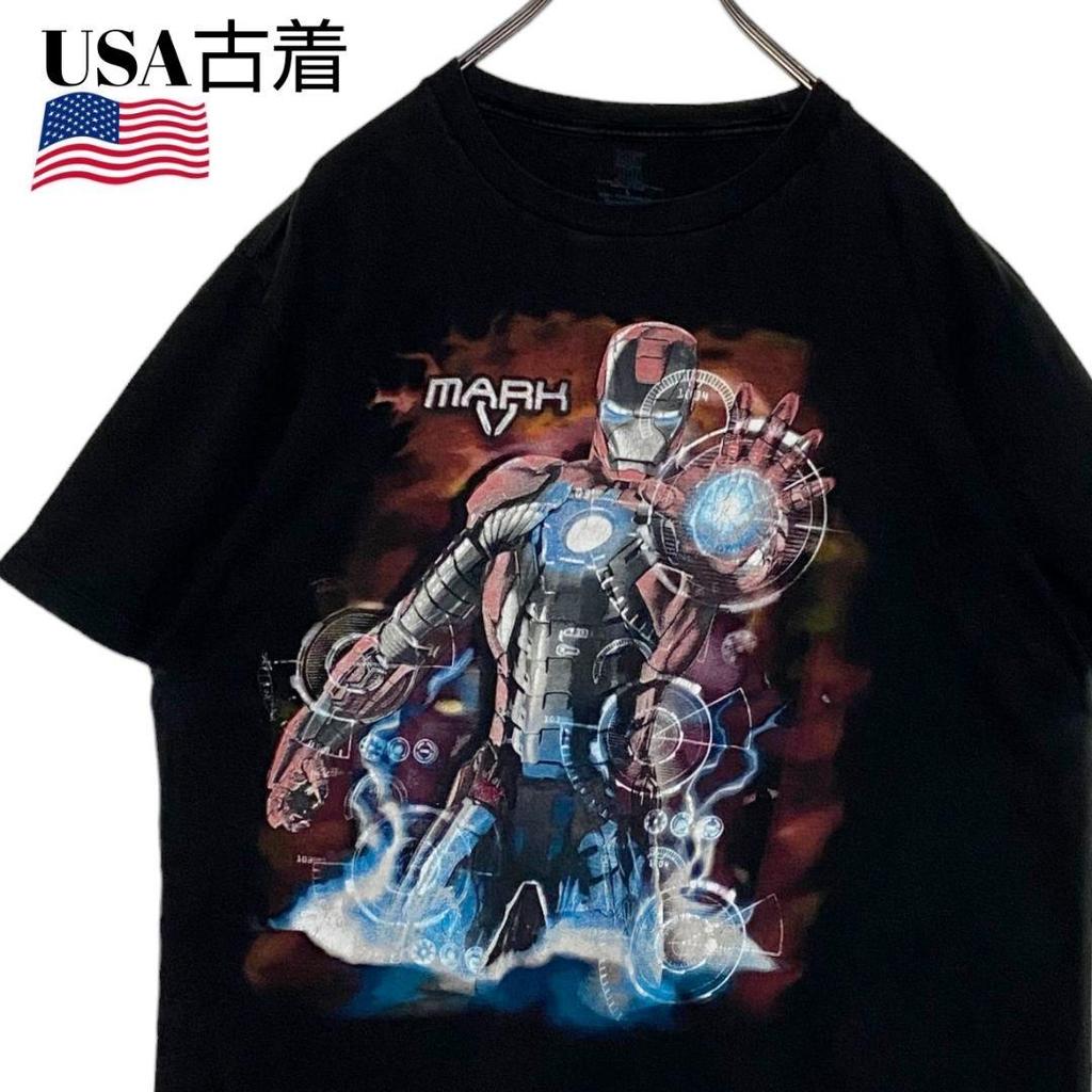[USED] Vintage USA Marvel Iron Man T-shirt, Black, Size L, Anime Character T-shirt