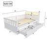 Multifunctional Wooden Bed 90 × 200 Cm, With Drawers, Shelf and Storage, Equipped With Socket and LED Lighting, Safety Rail, Single Bed, White