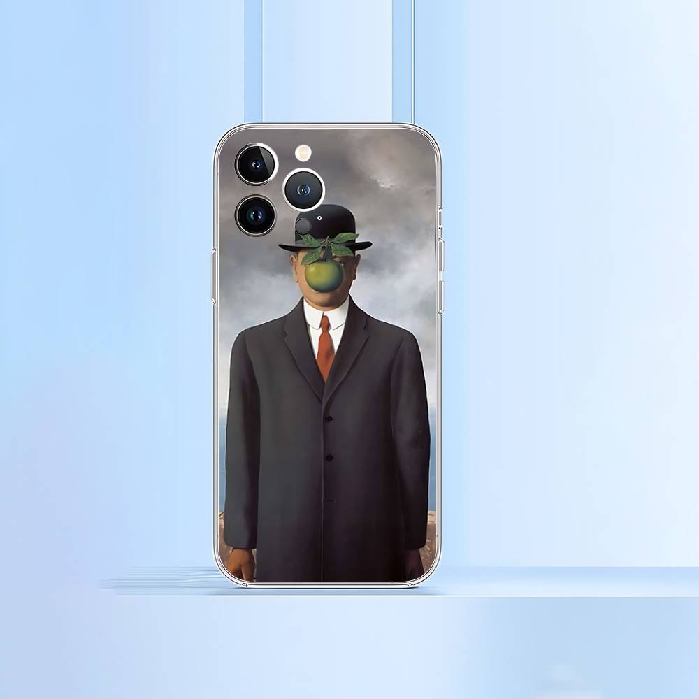 H-Rene Magritte-S Art Phone Case For Iphone 16 15 11 13 14 Pro Max 7 8 Plus X Xr Xs Max Se2020 12mini Transparent Cover