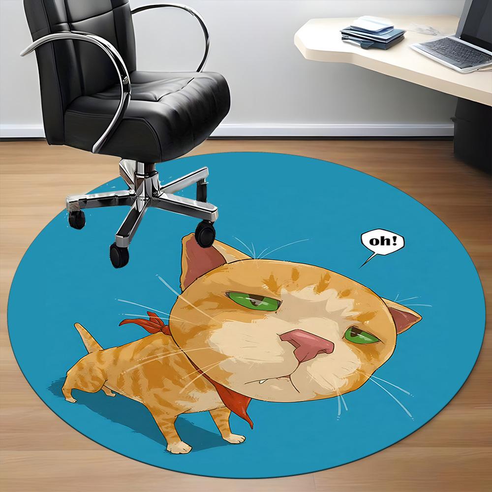 1PC Cat Dog Office Round Area Rug, Indoor Mat Suitable ForOffice, Under Office Chairs Bedroom Living Room Home Decor, Room Deco, F160