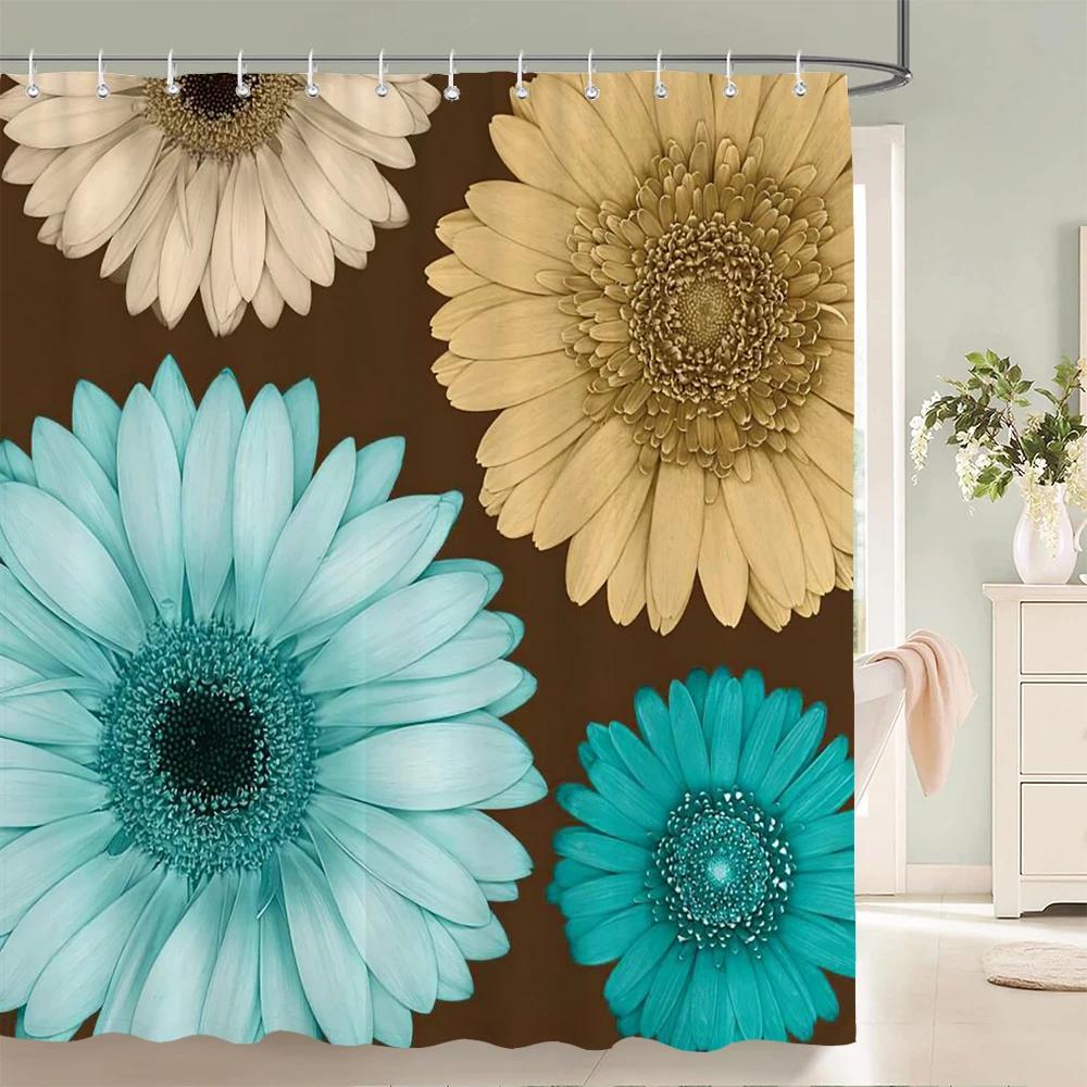 Plant Flowers Leaves Series Shower Curtains Bathroom Curtain Frabic Waterproof Polyester Multiple Sizes Bath Bathroom Curtains