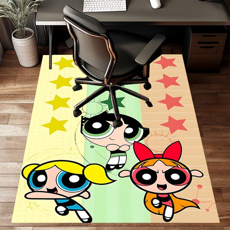 1pc Powerpuff Design Printed Area Rug Carpet for Bedroom Living Room Home Decor Rugs Mat Non Slip Mat Rug for Bedside