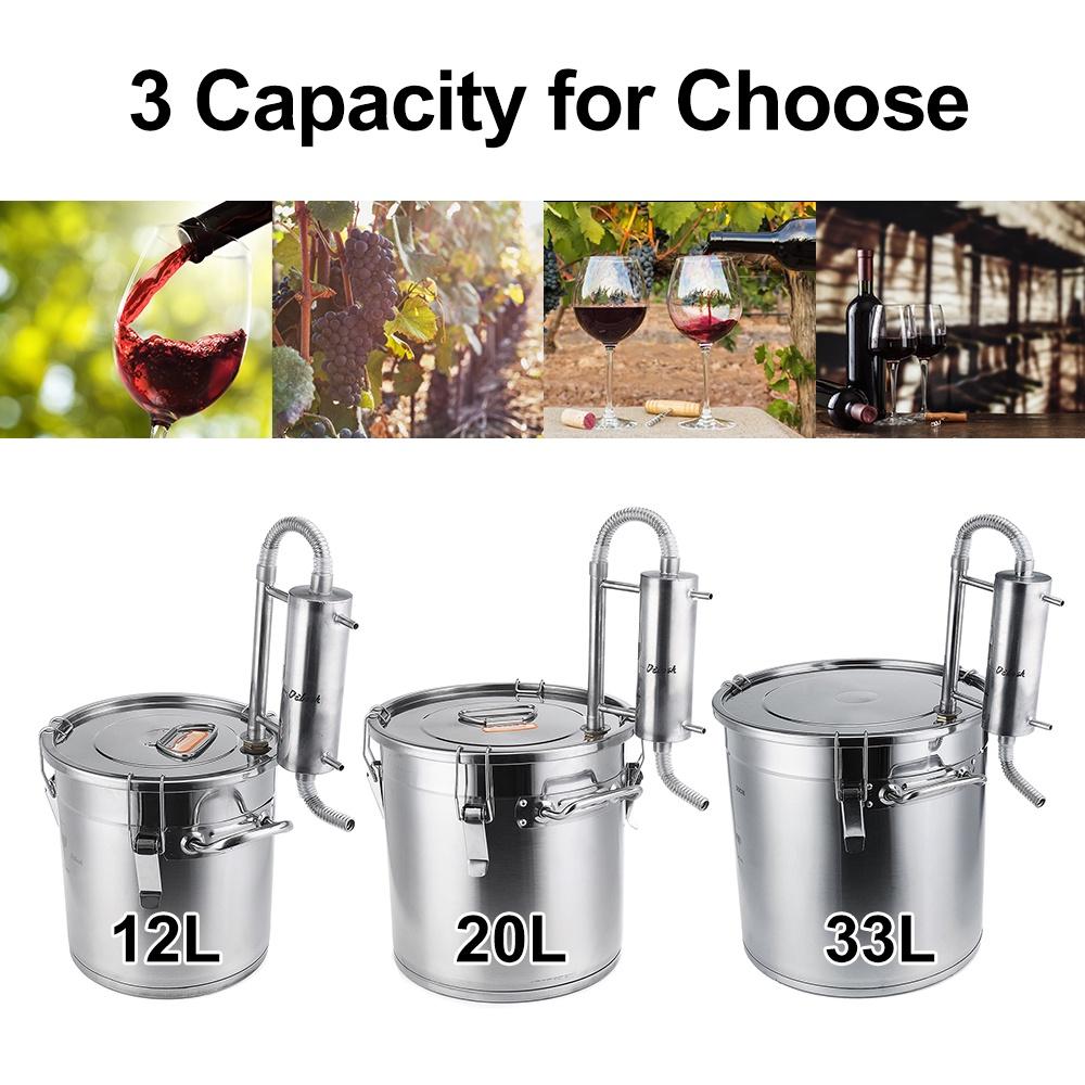 220V-240V 33/22/12L Efficient Wine Beer Alcohol Distiller Moonshine Alcohol Home DIY Brewing Kit Home Distiller Copper Distiller Equipment