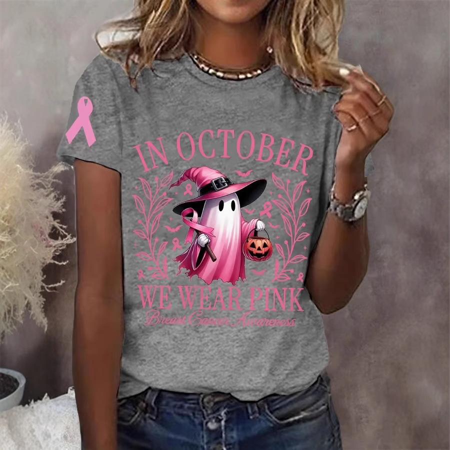 Women's round neck T-shirt top Halloween style printed women's 3D digital printed short sleeved shirt 2868 KTB