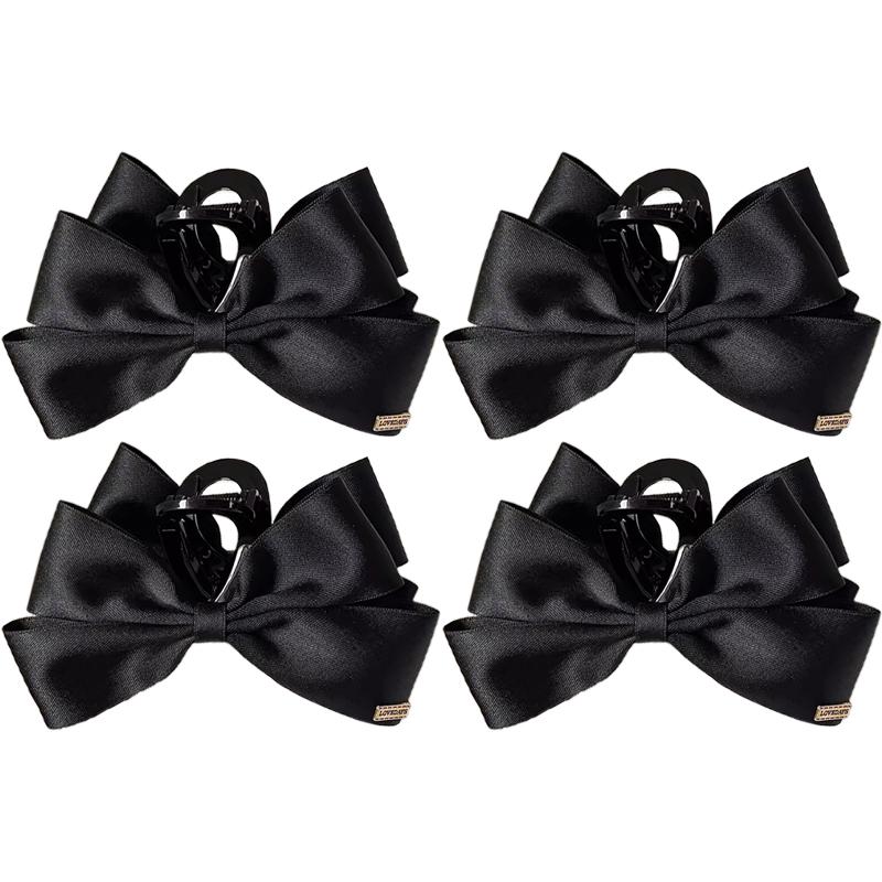 French Elegant Hair Clip Black Bow Claw Clip Hepburn Style Women Girl Back Of Head Tie Hairpin Fashion Hair Accessories