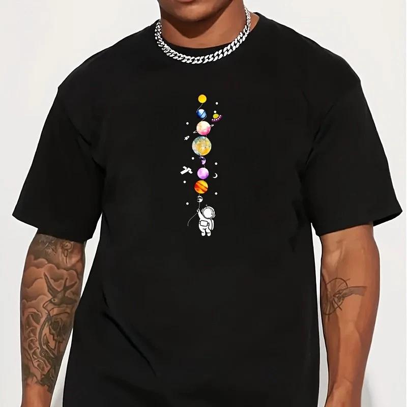 Astronaut Planet Balloons T-Shirt - Space Galaxy Solar System Graphic Tee S