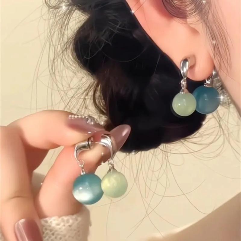 Unique Korean Ball Dangle Drop Earrings Elegant Charm Earrings Ear Buckle Fashion Jewelry For Women Girls Gifts