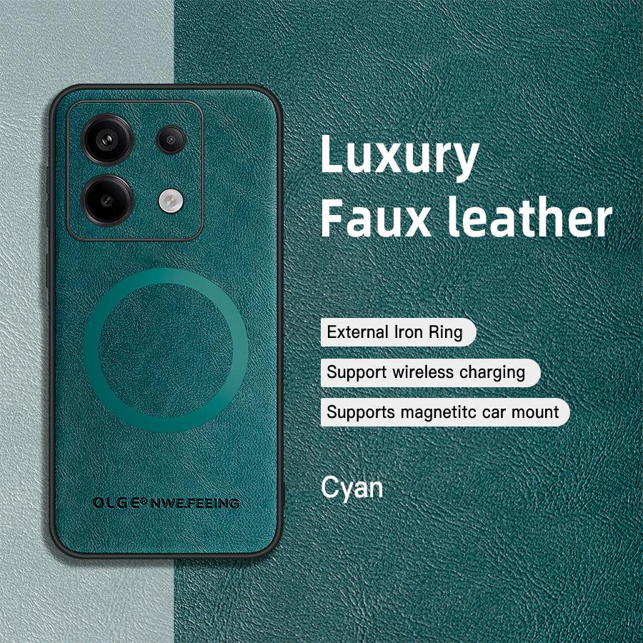 For POCO X6 X6 Pro PU Leather Magnetic Ring Soft Edge Anti-Drop Anti-Fingerprint Phone Case