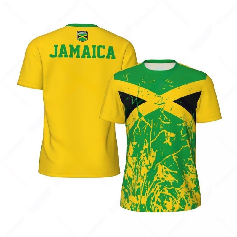 Fashion Jamaica Flag Graphic Football T Shirts For Men Summer Trend 3D National Emblem Printed T-shirts Casual Tees