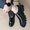 Fashion New Black Patent Leather Loafers Platform Men Shoes Round Toe Solid Slip-On Size 38-44  Mens Shoes