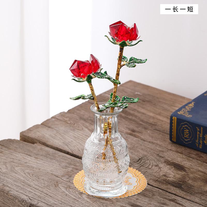 Mother's Day Crystal Crafts Rose Ornament Valentine's Day Girlfriend Wife Holiday Gifts Living Room Ornaments
