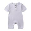 Summer 2025 Baby Short Sleeve Ribbed Jumpsuit Romper with Snap Crotch