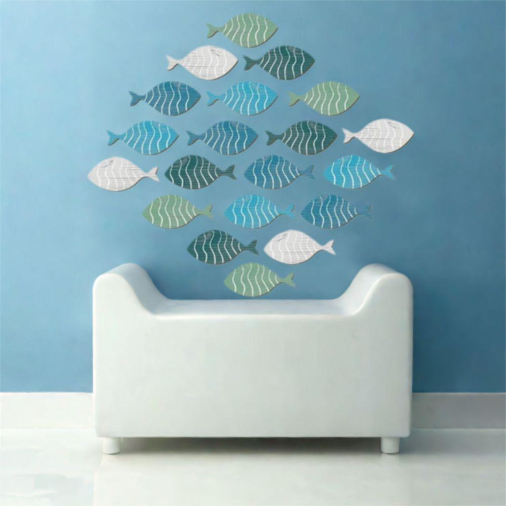 20pcs Wall Art Coastal Beach Fish Pendant Wooden Ocean Animal Signs  Summer Outdoor