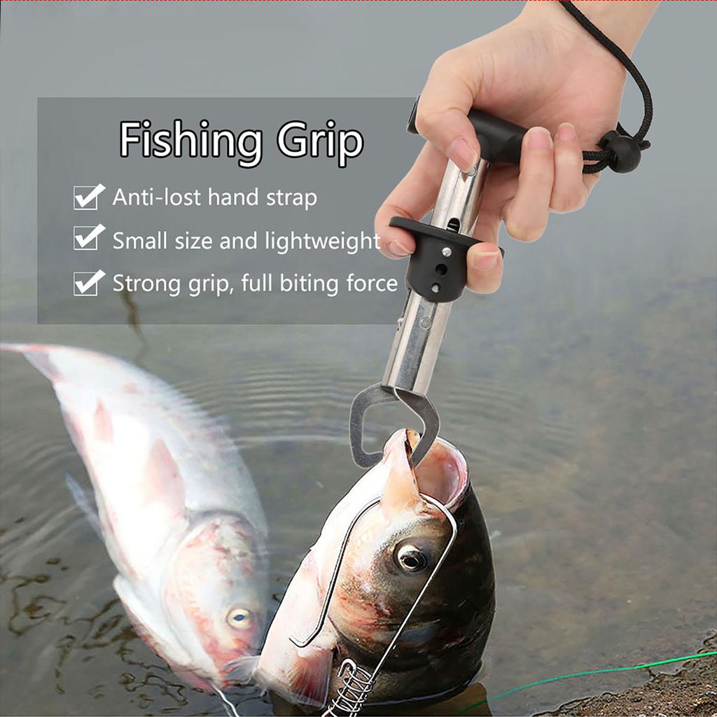 Stainless Steel Fishing Clamp Fish Grip Control Tackle Equipment Accessory with Weigh Ruler Anti