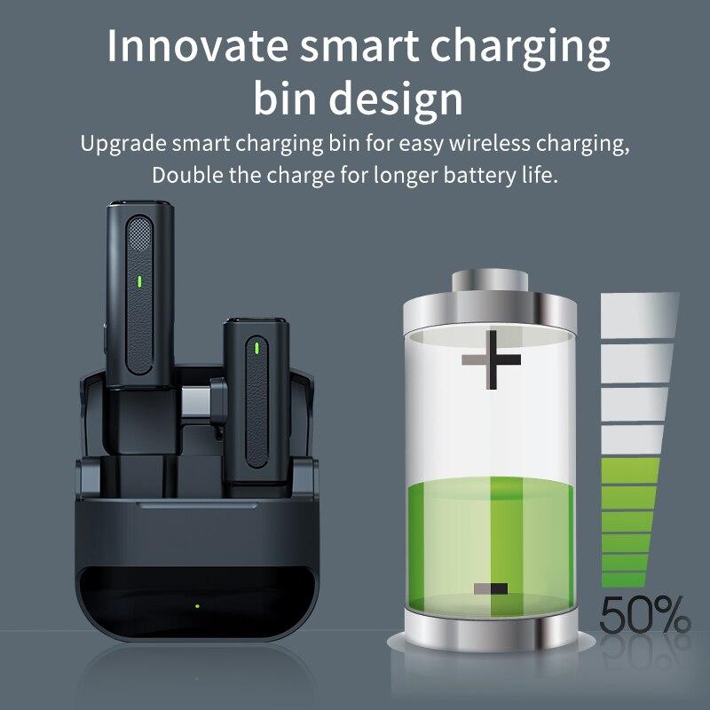 Wireless Microphone Lavalier Mic Noise Reduction Live Interview Mobile Phone Recording for iPhone Type C Charging