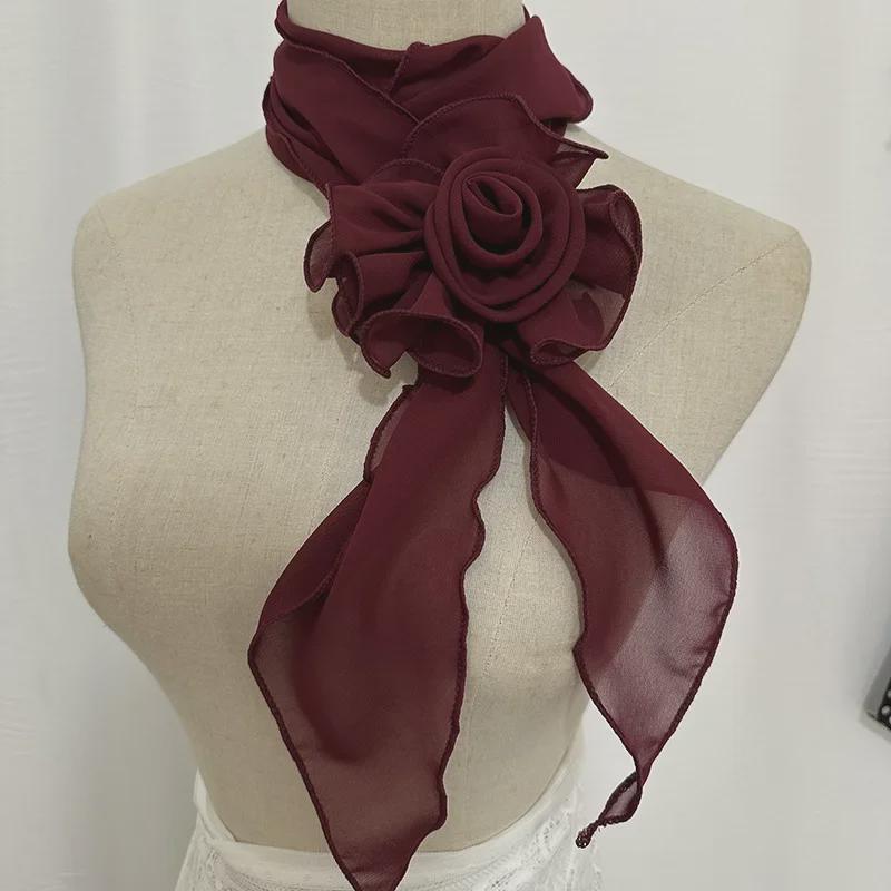 Spring/Summer Rose Silk Scarf: Women's Solid Color Dance Accessory