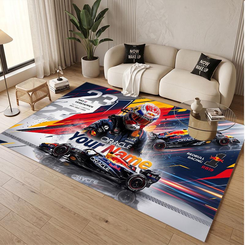 Tappeto Personalizzato Modello Max Verstappen Stampa Nome Testo Morbido Antiscivolo Tappeto per Pavimento per Decorazione Interna Casa