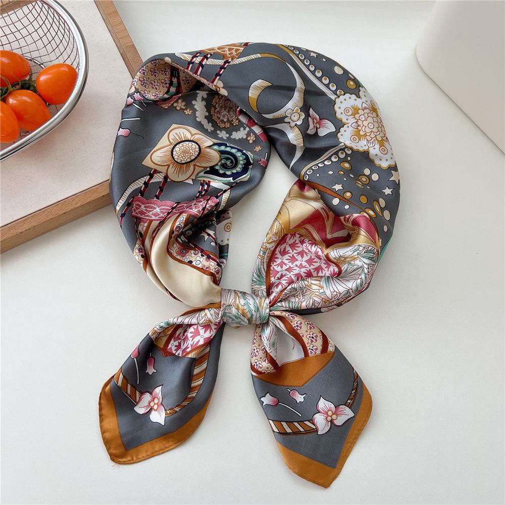 70*70cm New Luxury Square Scarf Silk Scarves Women Neck Hair Tie Band Hijab Kerchief Head Headband Smooth Bandana Female Foulard