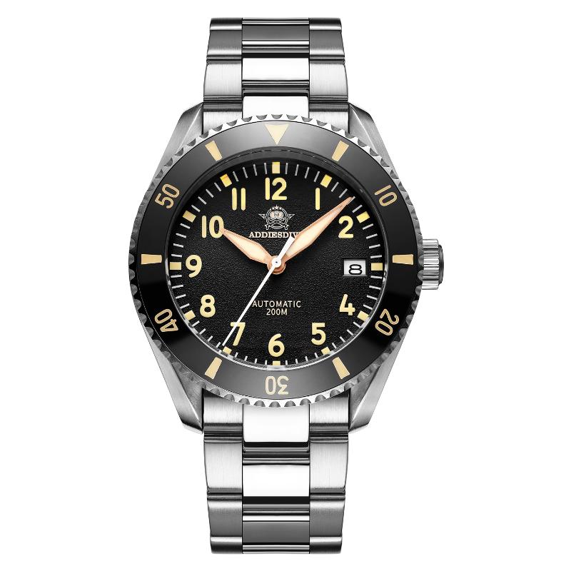 ADDIESDIVE Men's Automatic Mechanical Watches C3 Luminous Sapphire Milanese Strap Stainless Steel 20bar Waterproof Watch Reloj