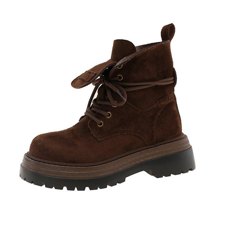 

Новые локомотивные ботинки с большим носком из коровьей кожи цвета Майярдового коричневого, британские ботинки-трубы средней высоты, ботинки Мартина на толстой подошве с увеличением высоты для женщин 40 коричневый