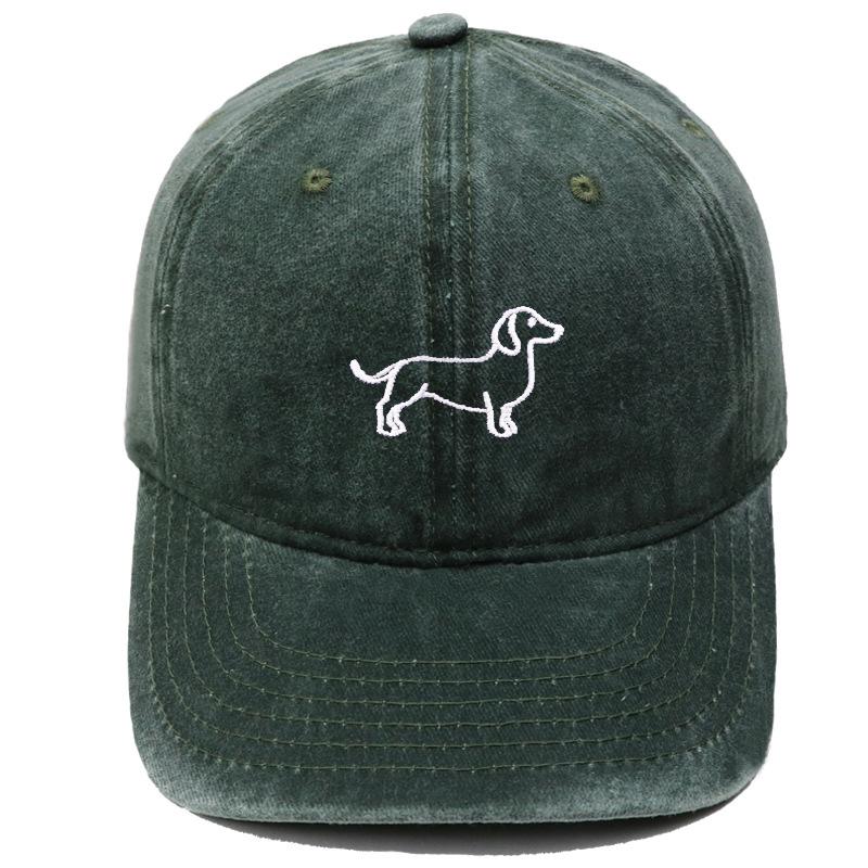New cartoon cute puppy embroidered baseball cap washed retro simple men's and women's casual versatile sunshade cap