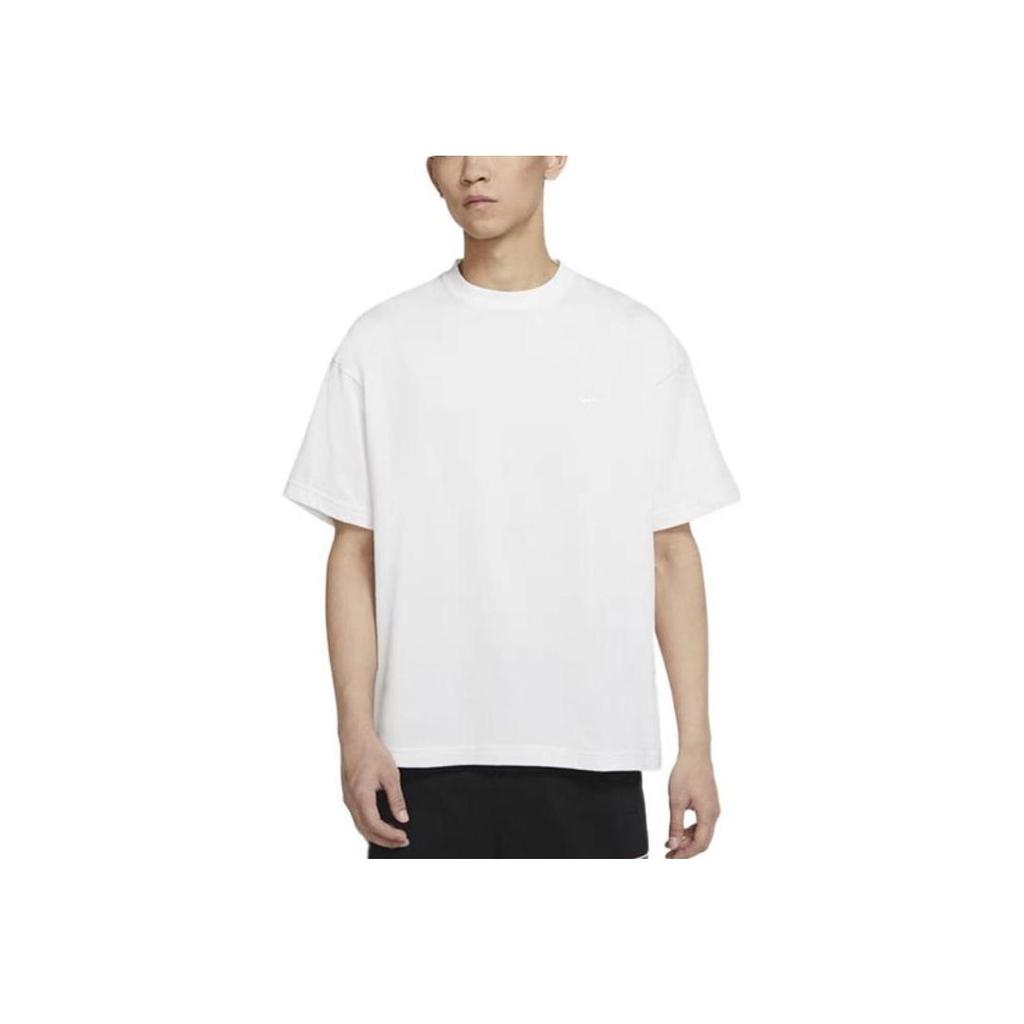 Nike Solo Swoosh Solid Crew Neck T-Shirt Men Tops White DA0321-121