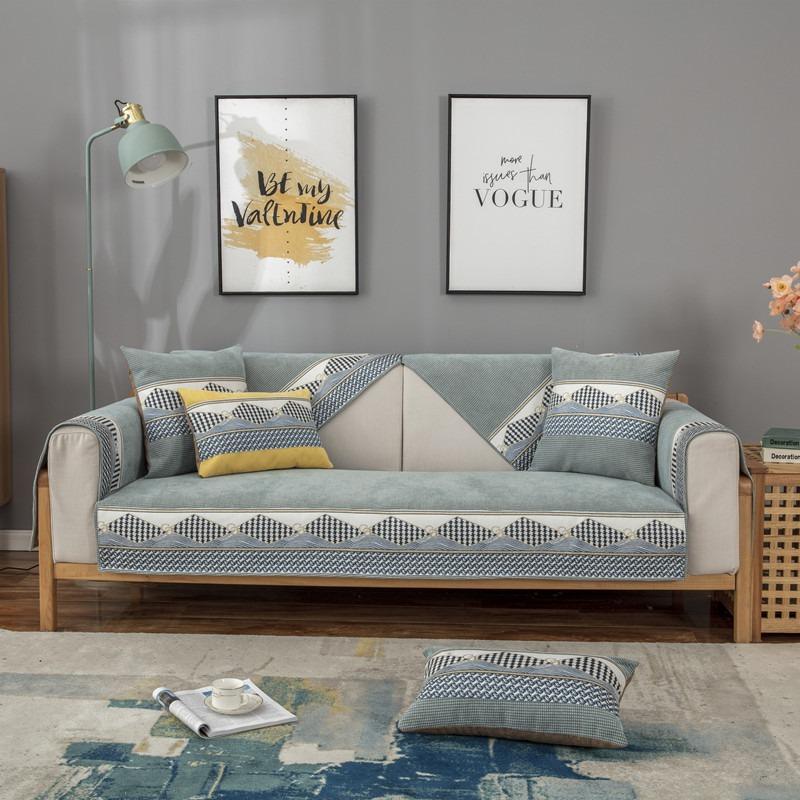 Nordic Einfache Sofa Kissen Vier Jahreszeiten Universal Non-Slip Leder Sofa Abdeckung Chenille High-End Kissen Rückenlehne Handtuch Abdeckung tuch