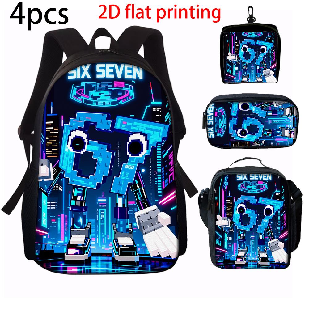 1/2/3/4/5 stuks Cartoon Nummer 67 Print Rugzak Set Lichtgewicht Dagelijks Grote Capaciteit Schooltas Reistas Kinderen Perfect Cadeau