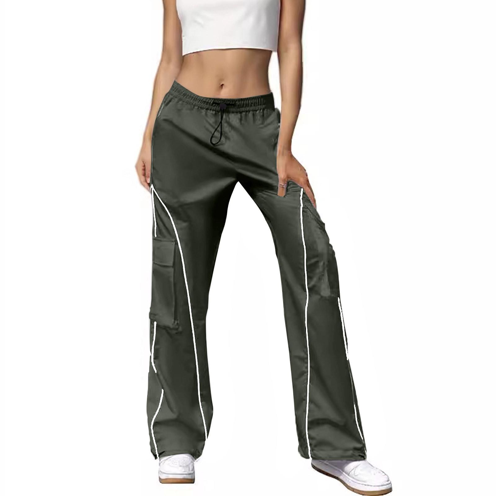 Женские модные повседневные спортивные широкие брюки для бега с несколькими карманами — фото 4