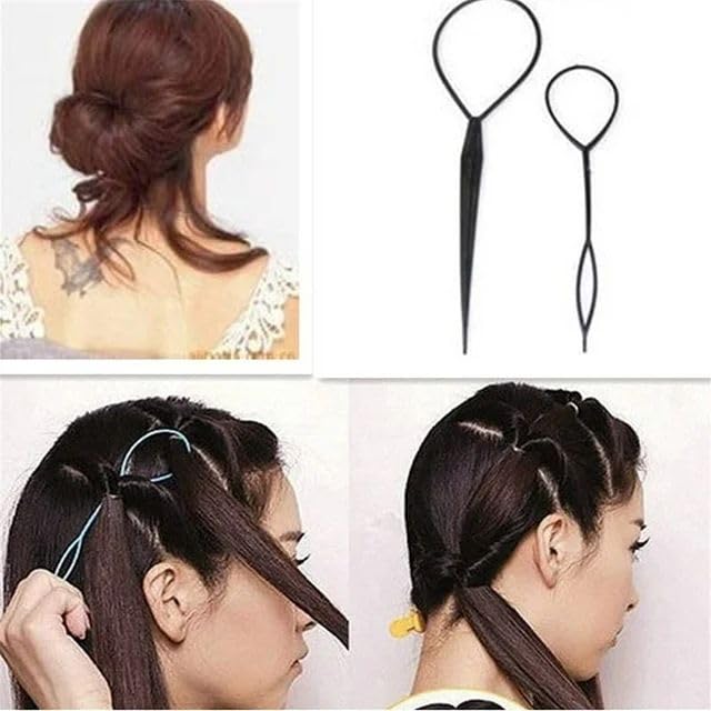 Premium Quality 2-Piece Women Girls Topsy Tail Hair Braid Ponytail Maker Easy Styling Tool Hair Extension Wig Accessory