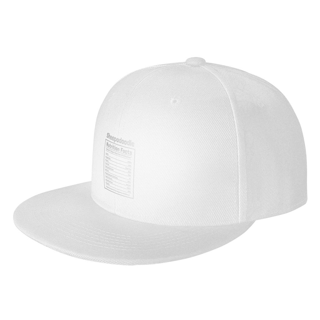 Fashion Sheepadoodle Nutrition Facts Funny Dog Gift Flat Brim Sun Hat Lazy Style Black Cap