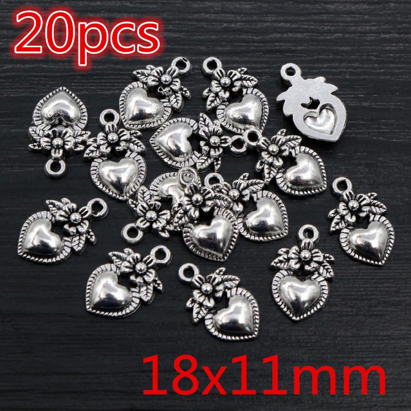 New Fashion Antique Silver Plated Bronze Heart Chrams Metal Alloy Pendant Charms for DIY Neckalce Jewelry Making Findings