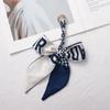 Silk Scarf Keychain with Horseshoe Buckle and Ribbon Bow for Bags and Cars