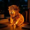 Harz Schottisches Hochlandrind Geschenke Eingebaute LED-Lichter Coole Schottische Hochlandrind Dekorationen für Minimalistische Regale Schreibtische & Tische